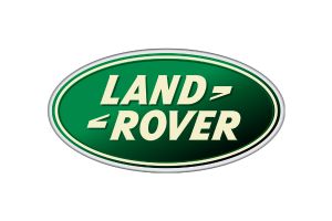 Logo Land Rover, oval verde com o nome LAND ROVER em letras brancas, identidade visual off-road britânica